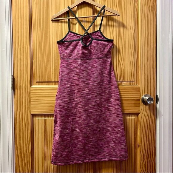 Dakini pink spacedye sleeveless crossback pocket midi athletic tank dress S - Picture 2 of 7